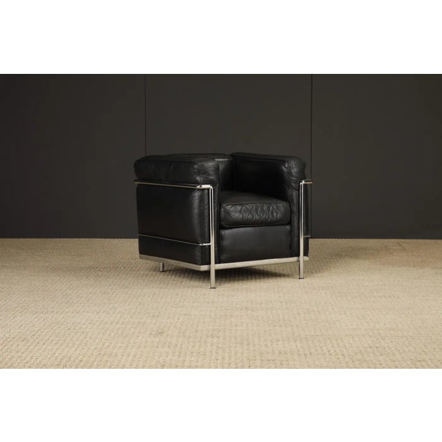 Le Corbusier Early Year 'Lc2' Leather Club Chair by Le Corbusier for Cassina, C 1980s, Signed For Sale - Image 4 of 18
