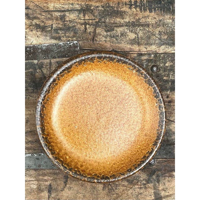Vintage Mid-Century Modern Glazed Ceramic Dinner Plates - Set of 10 For Sale - Image 11 of 12