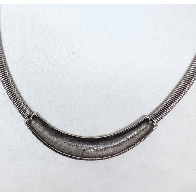 Gray Vintage 1980s Signed Monet Gunmetal White, Red & Black Enamel Mondrian Inspired Collar Necklace For Sale - Image 8 of 10