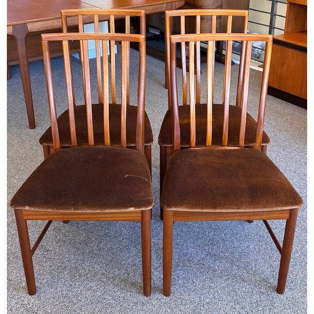 Set of Four Mid Century Modern Teak Frame Dining Chairs c.1960 Quality Built Chairs - UK Import - Seats Lift / Easily...