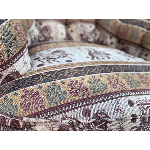 Late 20th Century Vintage English Tufted Barrel Lounge Chair & Ottoman For Sale - Image 5 of 12