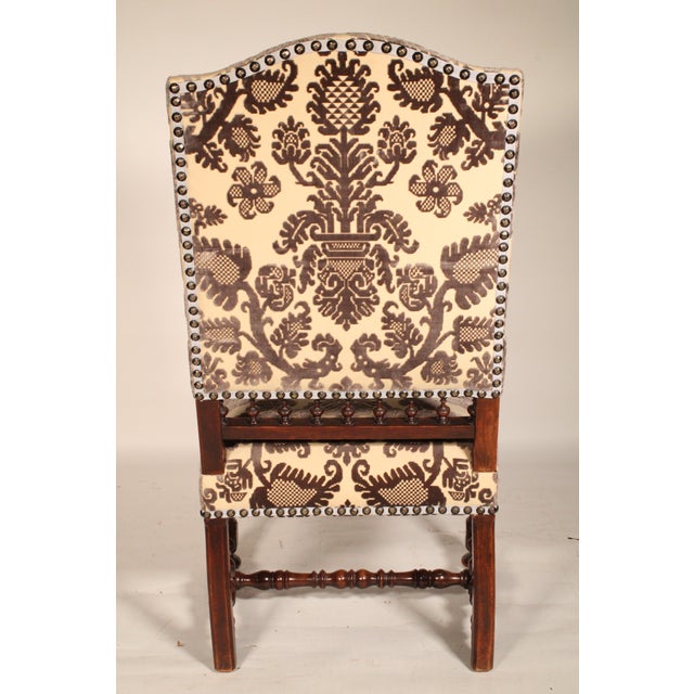Pair of Louis XIV Style Walnut Armchairs With Lion Carved Arms For Sale In Los Angeles - Image 6 of 12