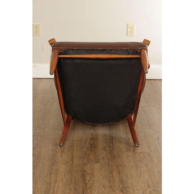 Mid Century Unusual High Back Sculpted Maple & Leather Arm Chair For Sale - Image 12 of 12