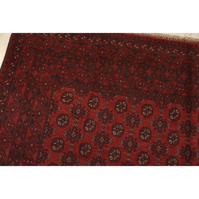 Textile Turkmen Rug 9’9” X 12’7” Red Wool Vintage Tribal Hand-Knotted Oriental Carpet For Sale - Image 7 of 14