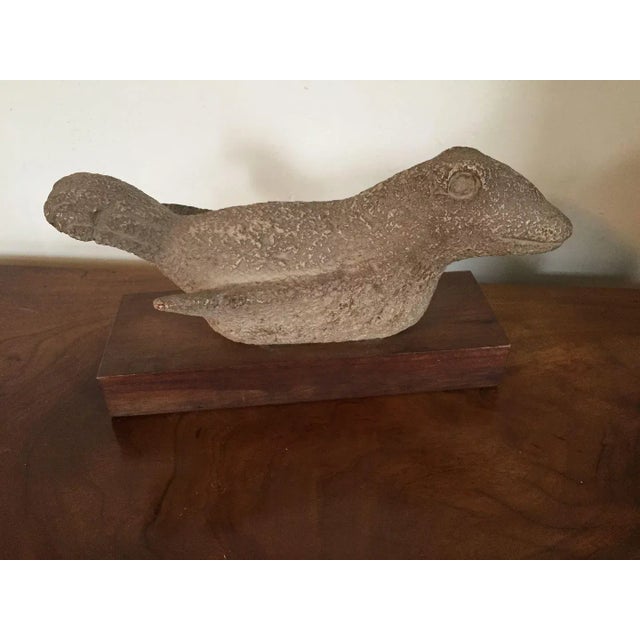 Vintage Modernist Ceramic Porcelain Bird Sculpture Mounted on Wooden Plinth For Sale - Image 4 of 11