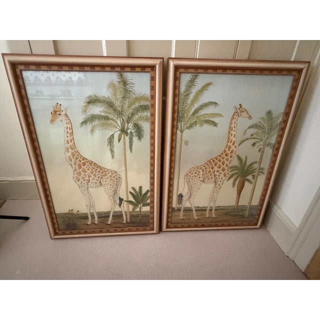 Unknwon, Giraffe Prints, 1990s, Wood & Paper, Framed For Sale - Image 4 of 5
