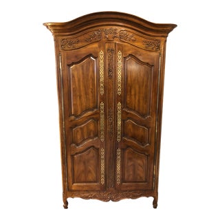 French Country Solid Walnut Armoire - 84" For Sale