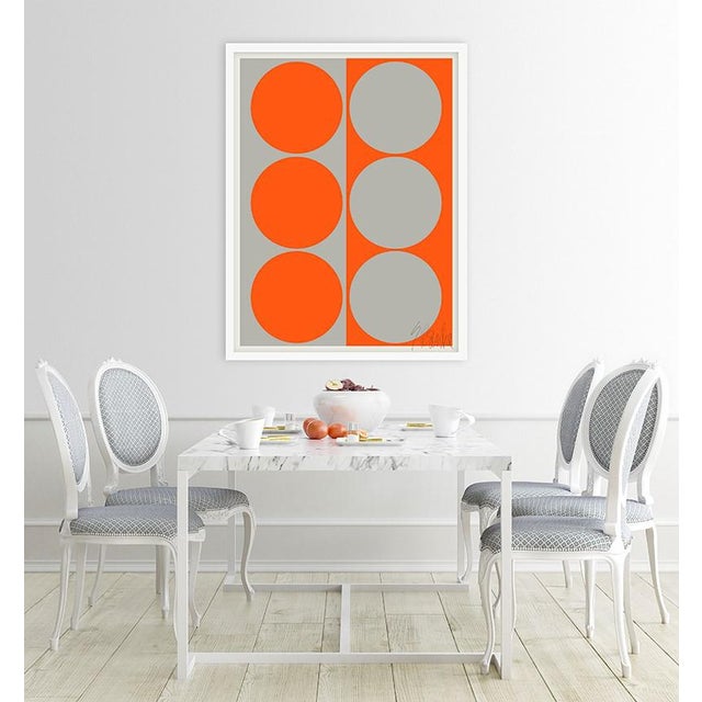 "Dynamic Pair: Orange and Gray" by Liz Roache (Orange and Gray) This Modern, Mid Century, Contemporary Fine Art Print was...