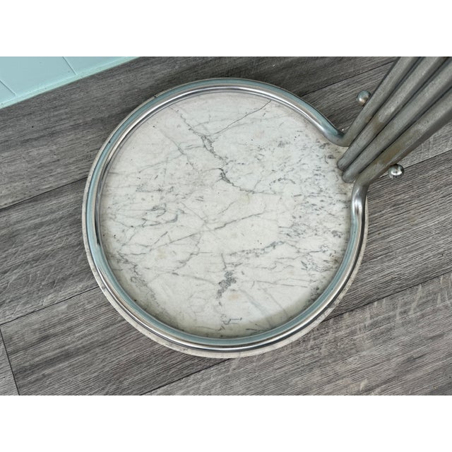 Metal Vintage Italian Coat Hanger in Chromed Steel and Marble Base, 1970s For Sale - Image 7 of 14