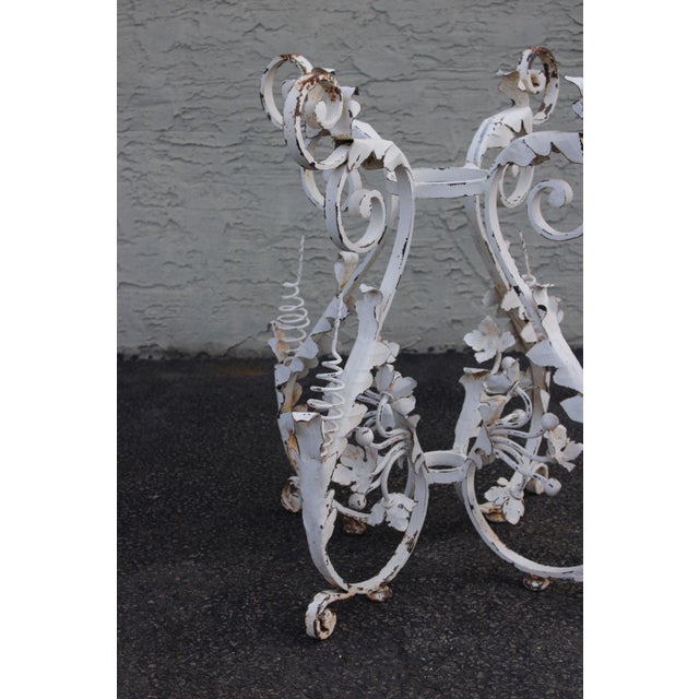 Vintage Italian Style Painted Wrought Iron Garden Plant Stand or Table Base For Sale - Image 12 of 16