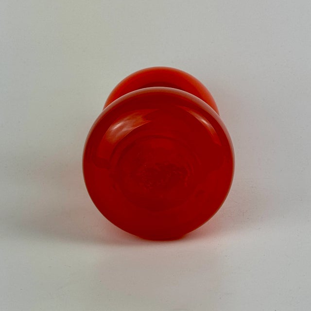 Red 1970s Hand Blown Double Gourd Art Glass Vase in Fiery Orange-Red For Sale - Image 8 of 8
