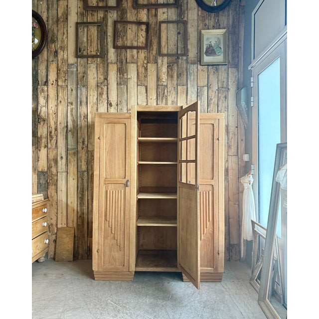 Large Art Deco Asymmetrical Oak Wardrobe, 1920s For Sale - Image 12 of 18