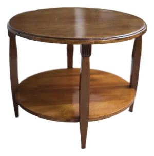 1930s Round Art Deco Mahogany 2-Tier Side Table