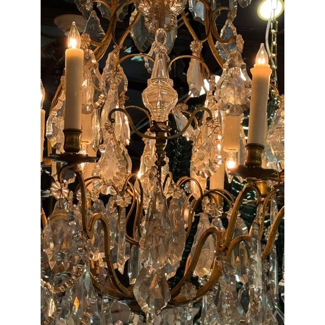 19th Century 19th C. French Baccarat Manner Bronze and Crystal Chandelier For Sale - Image 5 of 8