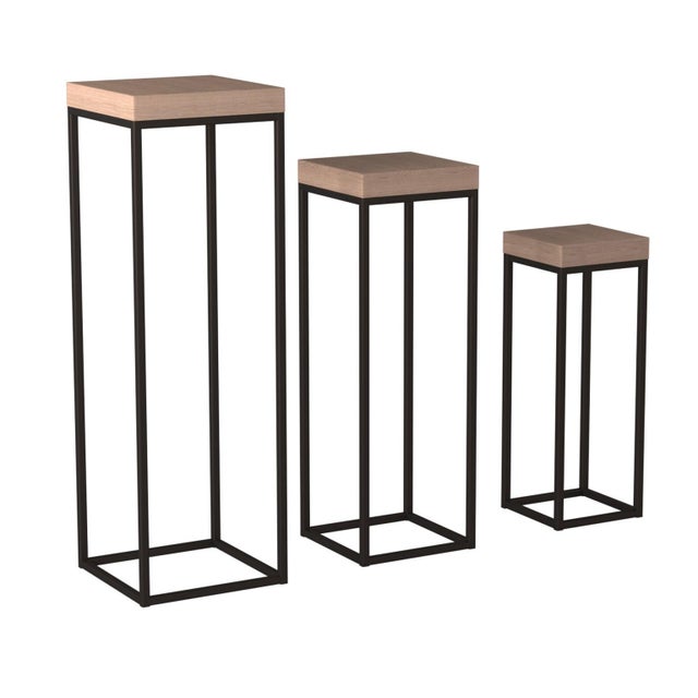 Kenneth Ludwig Chicago Wood & Metal Pedestals - Set of 3 For Sale - Image 4 of 7