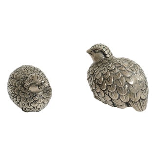 Vintage Silver-Plated Quail Salt and Pepper Shakers from Gucci, 1960s, Set of 2 For Sale