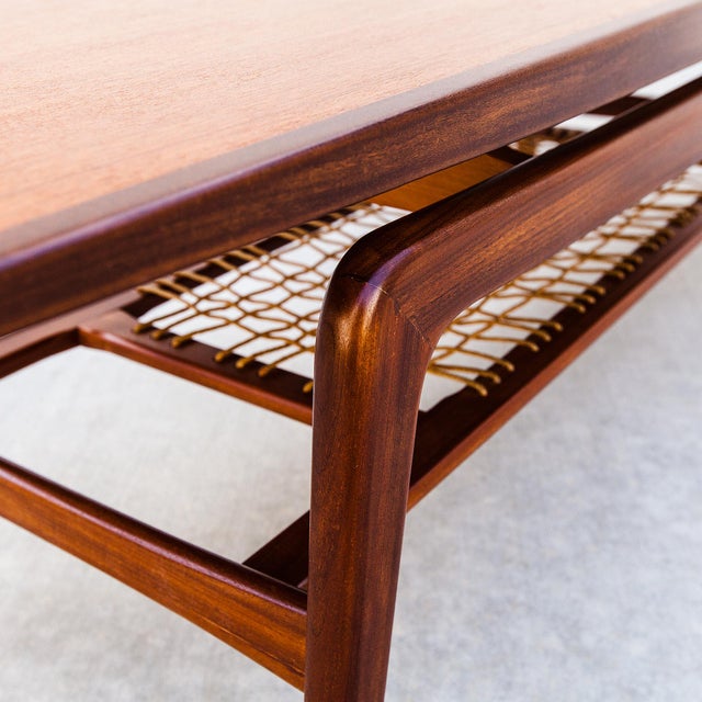 1960s Sculptural Danish Modern Two-Tier Floating Top Teak Coffee Table by Arne Hovmand Olsen, Attributed For Sale - Image 5 of 15