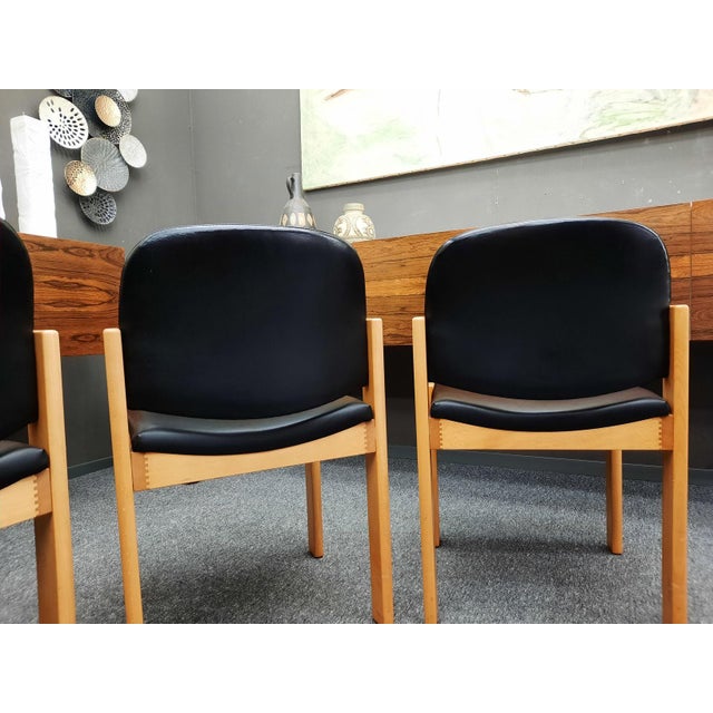 Mid-Century Beechwood and Leather Chairs from Wilde + Spieth, 1970s, Set of 4 For Sale - Image 9 of 15