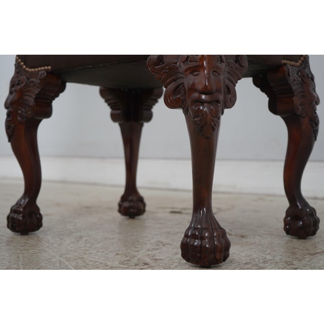 Brown Chippendale English Style Paw Feet Mahogany Ottoman For Sale - Image 8 of 11
