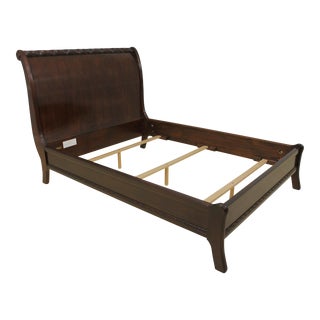 Stickley Queen Size Carved Mahogany Sleigh Bed For Sale