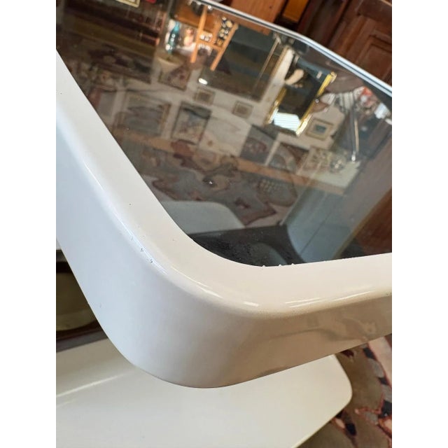 Cream Vintage Rolling Trolley in Plastic and Smoked Mirror, 1970s For Sale - Image 8 of 10