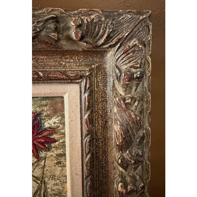 Mid-Century Modern Vintage 1970s Mid-Century Impasto Floral Still Life Painting, Signed, Stiffel Label For Sale - Image 3 of 9