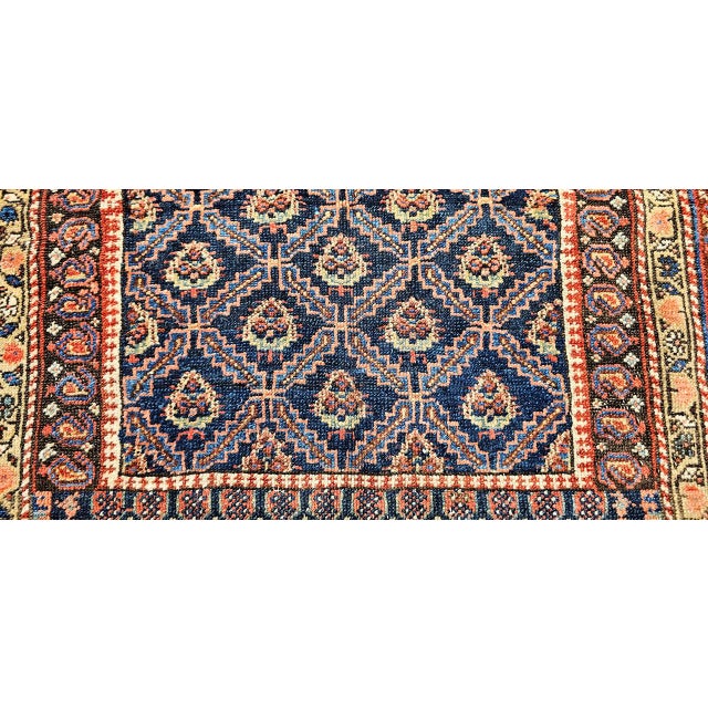 19th Century Persian Kurdish Gallery Rug, Hand-Knotted Wool, Allover Paisley Design, Navy & Red, 5x9 For Sale - Image 18 of 18