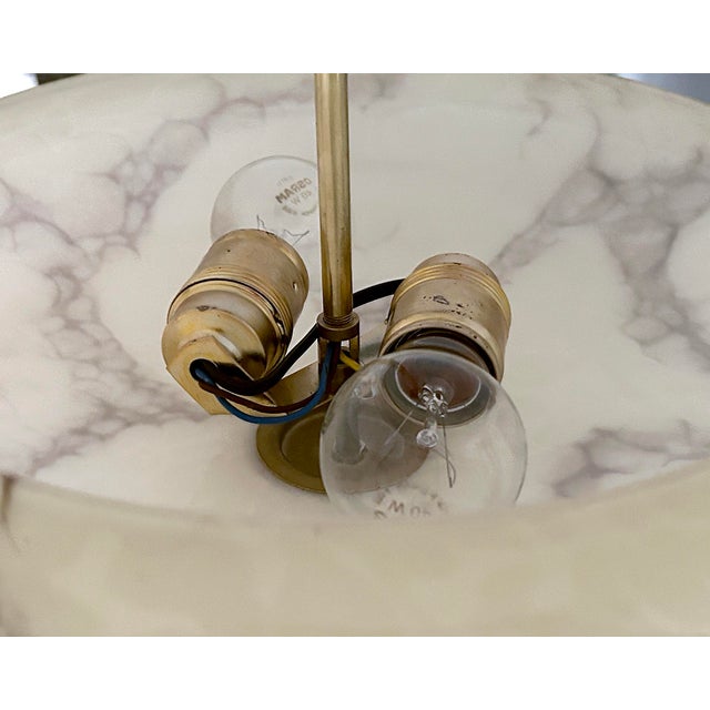 Art Deco Pendant Light in Ivory Marble Glass, 1930s For Sale - Image 10 of 18