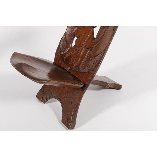 Set of Vintage African Carved Chairs For Sale - Image 9 of 10