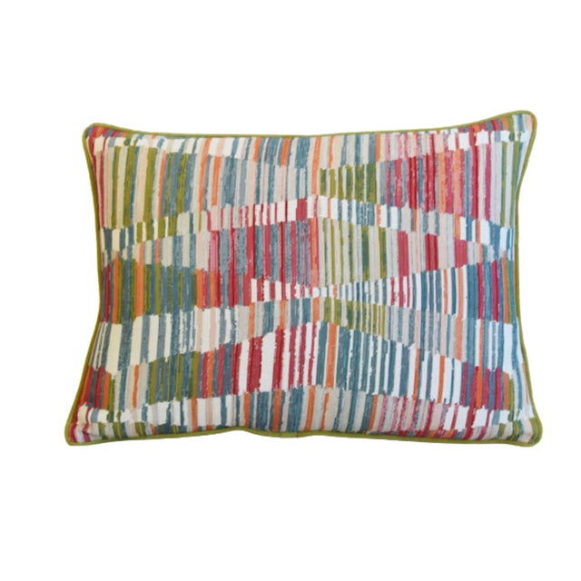Contemporary Modern Woven Wave Geometric Feather/Down Pillows 24" X 18" For Sale - Image 4 of 6