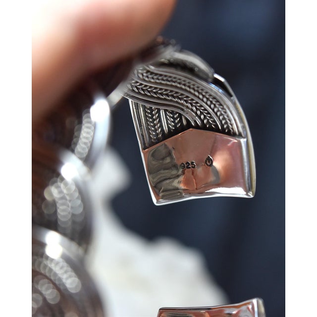 Late 20th Century Wide Woven Flexible Sterling Silver Cuff Bracelet For Sale - Image 10 of 17