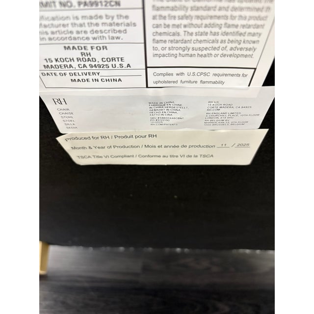 RH English Classic Roll Arm Chair Performance Textured Bouclé | Natural | Down-Feather Fill Very Lightly Preowned |...