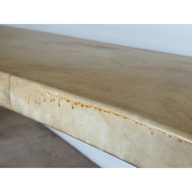 1970’s Karl Springer Attributed Lacquered Goatskin Console Table For Sale - Image 16 of 16