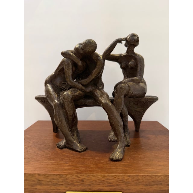 Rare signed bronze sculpture by renowned Czech-Canadian sculptor Lea Vivot, dated 1974 and numbered 5/7. This intimate...