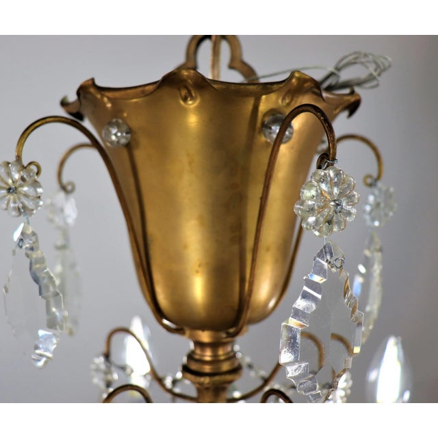1930s Vintage Maison Jansen Gilt Brass and Crystal Chandelier For Sale - Image 5 of 13