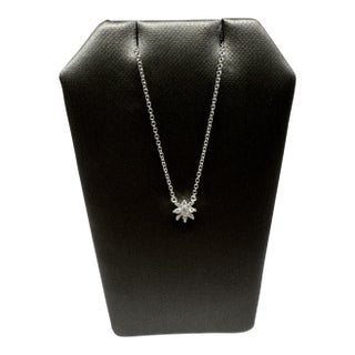 Diamond Snowflake Necklace in 10kt White Gold – 0.10ctw, 16.25in, New For Sale