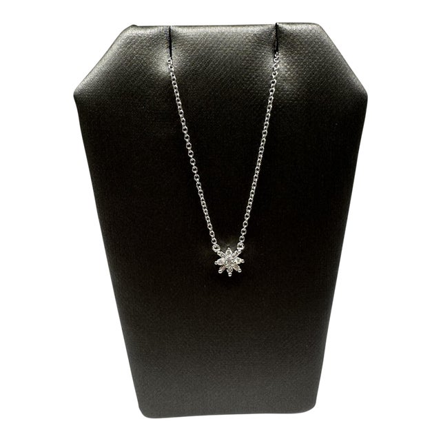Diamond Snowflake Necklace in 10kt White Gold – 0.10ctw, 16.25in, New For Sale