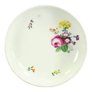 18th Century Royal Vienna Porcelain Deep Plate / Shallow Bowl With Handpainted Flowers
