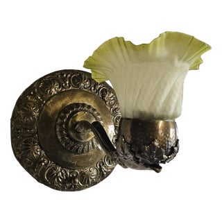 Art Nouveau Green Brass Wall Sconce, 1890s For Sale