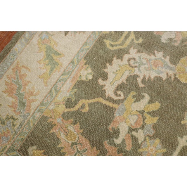 Vintage Traditional Green Brown Oushak Rug - 7'11" x 9'6" For Sale - Image 4 of 9