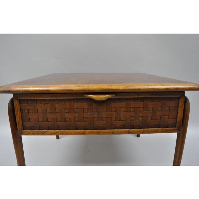 Lane Altavista Walnut Square One Woven Drawer End Table Chairish