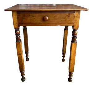 Antique Walnut Side Table With Turned Legs, Circa 1850