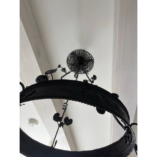 Late 19th Century French Wrought Iron and Cast Metal 3-Light Chandelier For Sale - Image 11 of 13