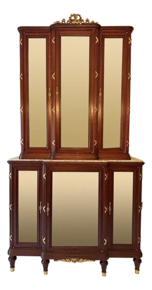 Late 19th Century Large French 19th Century Louis XVI Mirrored Vitrine/Display Cabinet