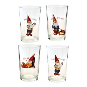 Vintage French Gnome Juice Glasses, Set of 4