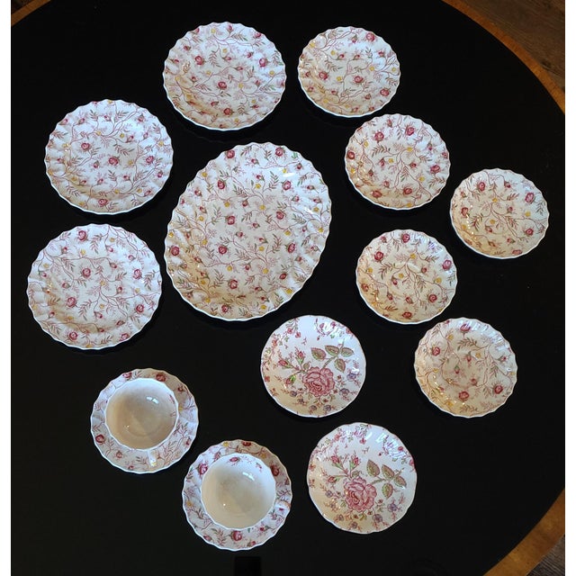 C. 1930's Johnson Brothers Copeland Spode England Rose Chintz Dinnerware Set 15 Pieces Chairish