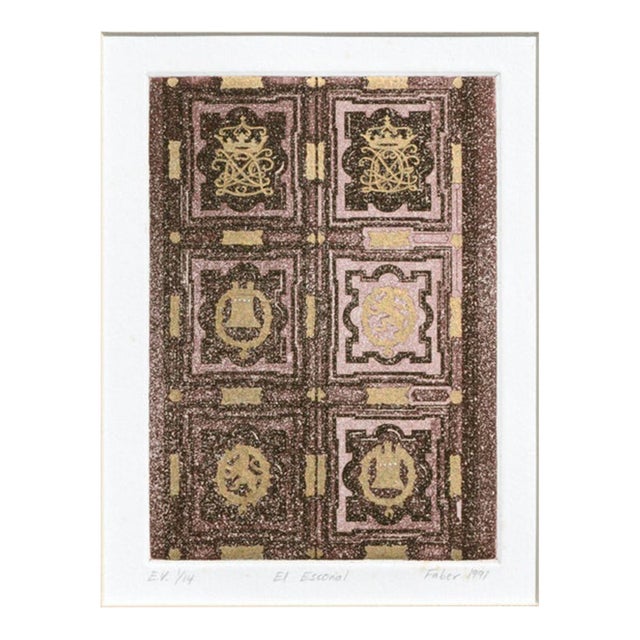 "El Escorial", Spanish Renaissance Architecture Door Tile Etching, by Faber For Sale