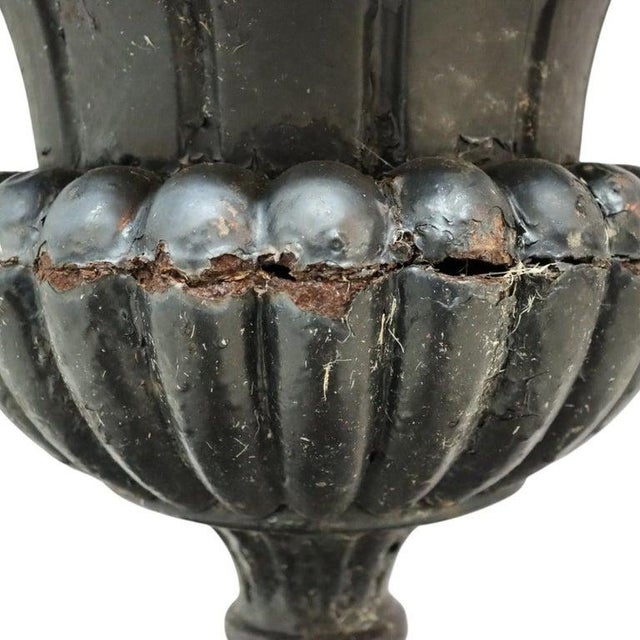Antique Fiske School Cast Iron Garden Urn C1890 For Sale - Image 9 of 9
