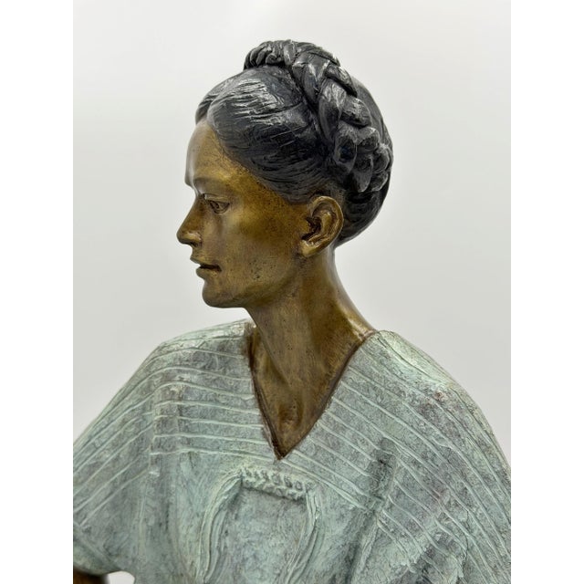 Víctor Gutiérrez Monumental Mexican Bronze Seated Woman Sculpture, 1989 For Sale - Image 9 of 18