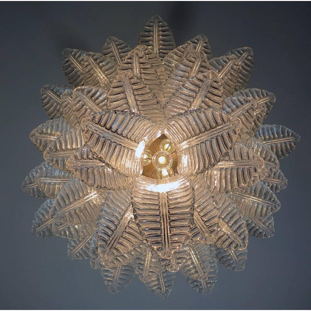 Italian Leaf Chandeliers in the Style of Barovier & Toso, Murano, Set of 2 For Sale - Image 4 of 11